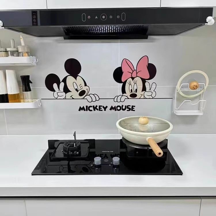 Don't~MissOut    กระเบื้องกันน้ำทนความร้อนสูงสำหรับเตา Minnie ครัว ติดผนังโปร่งใสแบบติดเอง กระเบื้องมิกกี้สำหรับดูดควันน้ำมัน