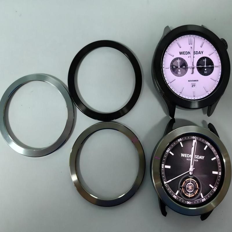 เหมาะสําหรับต้นฉบับ Xiaomi watchS3/S4 เปลี่ยนฝาสแตนเลสสีดํา Rainbow Blue Dual Time Zone สีเหลืองที่สวยงาม