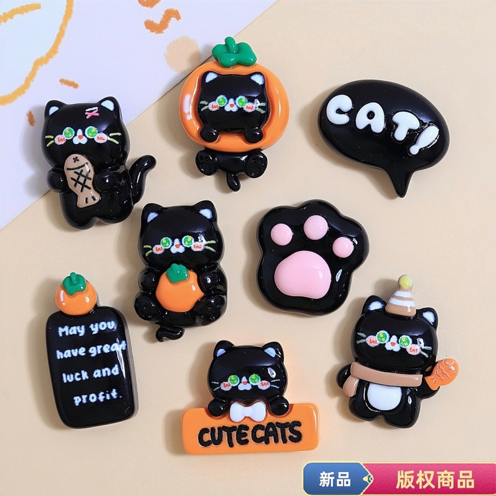 แมวสีส้มเข้ม อุปกรณ์เรซินการ์ตูน DIY วัสดุเครื่องประดับ ทำมือ ชาร์มรองเท้า จี้ อุปกรณ์