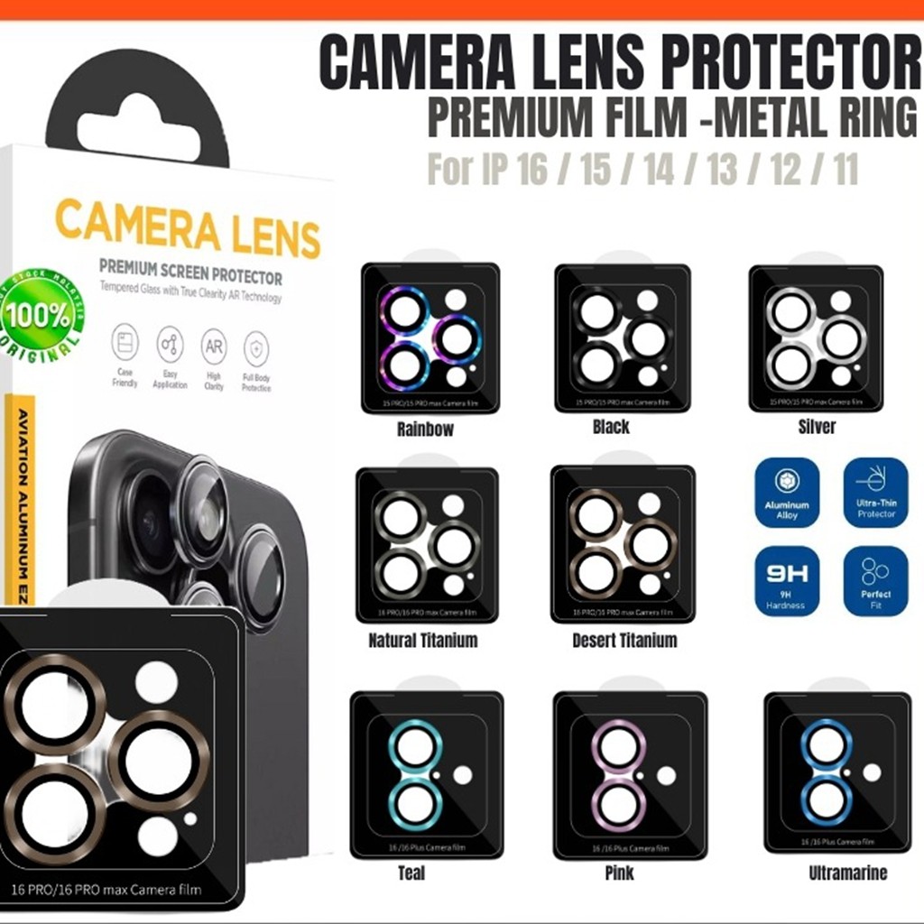 ตัวป้องกันเลนส์สําหรับ 16 Pro Max 14 13P กล้องหลัง 3D Protector Mini ฟิล์มป้องกันกันรอยขีดข่วนติดตั้งง่าย