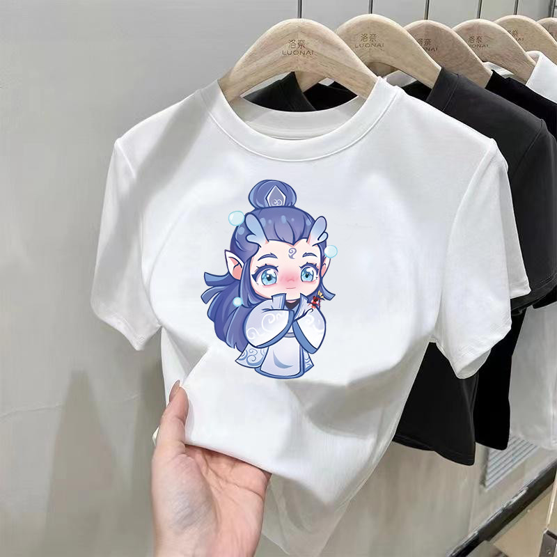 ราคาพิเศษ ล็อตสุดท้าย!! เสื้อยืดแขนสั้นผู้หญิงคอกลม ผ้าฝ้ายทรงสลิมฟิต สไตล์แฟชั่นการ์ตูน - รูปที่ 2