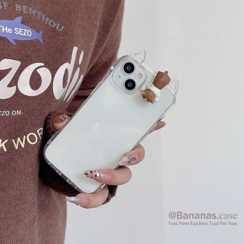 Iphone 16 15 14 13 12 11 Pro Max X Xr Xs Maxเคสโทรศัพท์Ins 3D DIYน่ารักมินิแมวหูแมวSoftปกหลังหนัง - รูปที่ 4