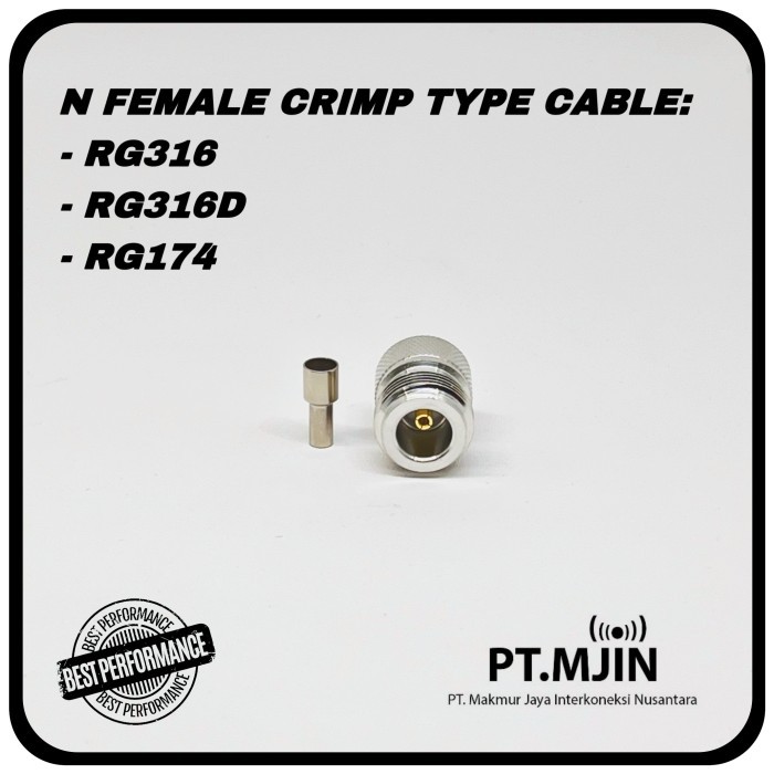 LP Connector N ตัวเมีย Crimp Type Rg316 Rg174 Rg316D คุณภาพดี