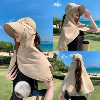 หมวกกันแดด หน้ากากป้องกันใบหน้าและคอ กระบังหน้าปีกขนาดใหญ่ กันแดด แฟชั่นดูดี เหมาะสำหรับกลางแจ้ง