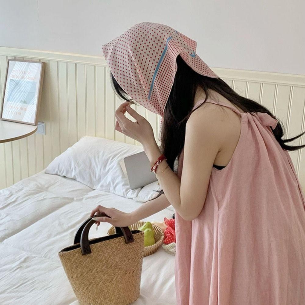 อาโอร์ ผ้าพันคอสี่เหลี่ยมเล็กๆ สไตล์เกาหลี คล้องคอ ลายจุด พิมพ์ผ้าพันคอ เสื้อผ้าหวาน อุปกรณ์ห่อหัว ไหมทุกวัน - รูปที่ 7