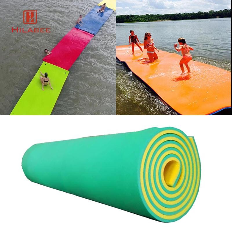 Hilabee เสื่อลอยน้ํา Unsinkable 3 ชั้นลอยน้ําสันทนาการที่นอนสําหรับสระว่ายน้ําเรือกิจกรรมน้ําฤดูร้อนทะเล