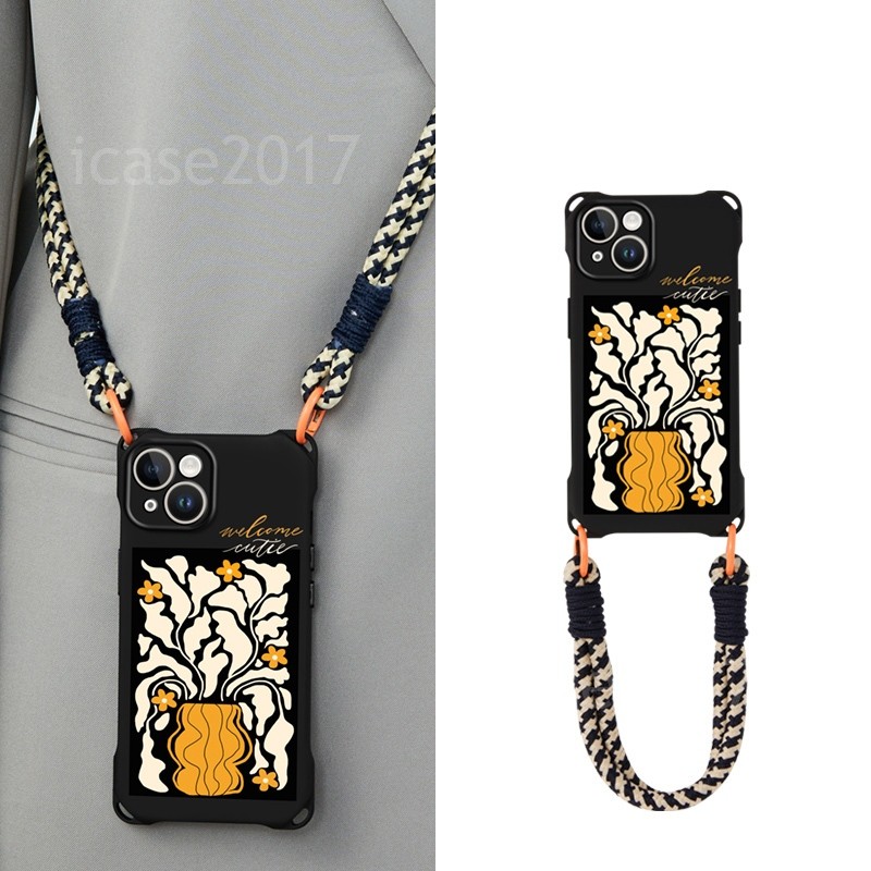 เคสโทรศัพท์สะพายข้างลายดอกไม้ย้อนยุค Samsung S25 S24 S23 FE S22 S21+Note20 Ultra M32 Lanyard ป้องกัน