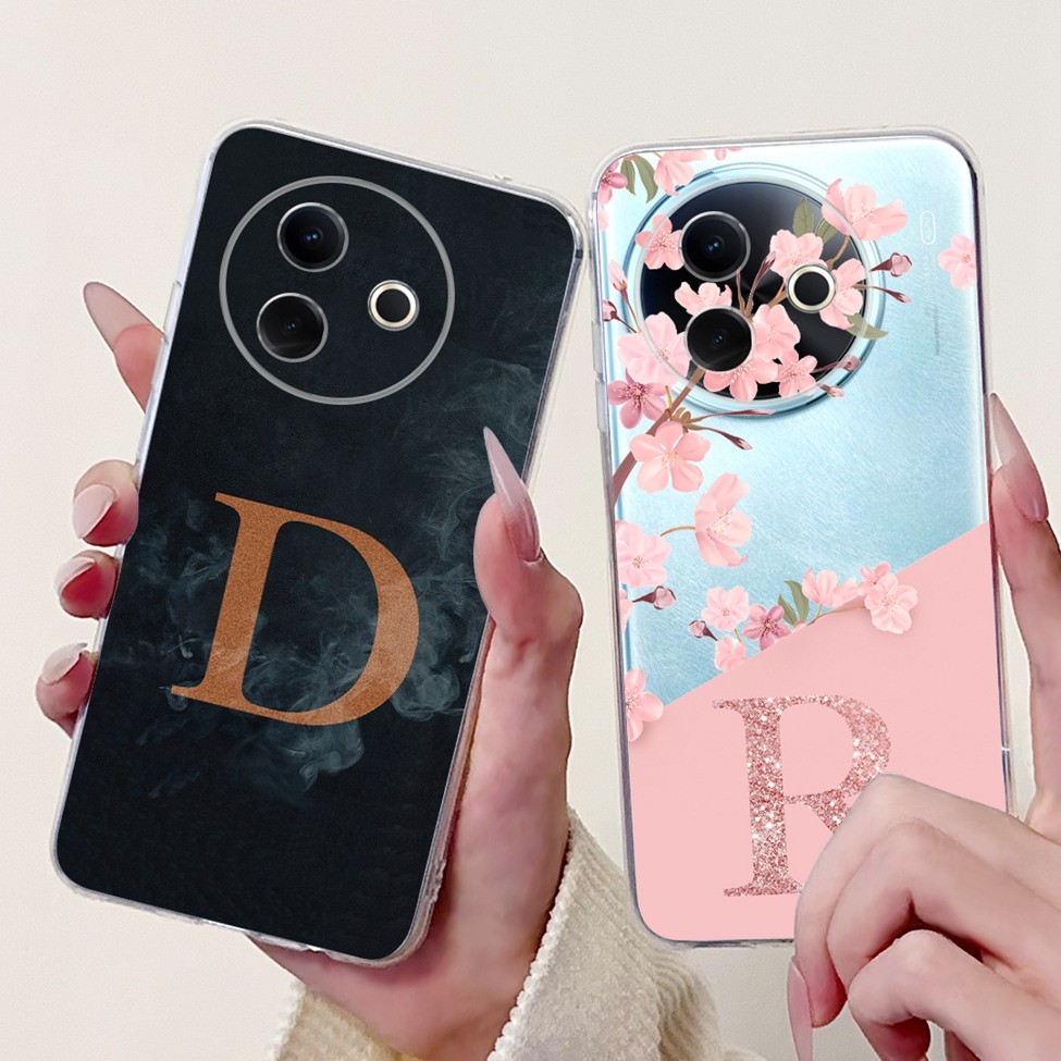 Vivo Y39 5G กรณี V2436 Clear Aesthetic AZ ตัวอักษรแฟชั่นดอกไม้นุ่มปกหลัง VivoY39 5G เคสโทรศัพท์