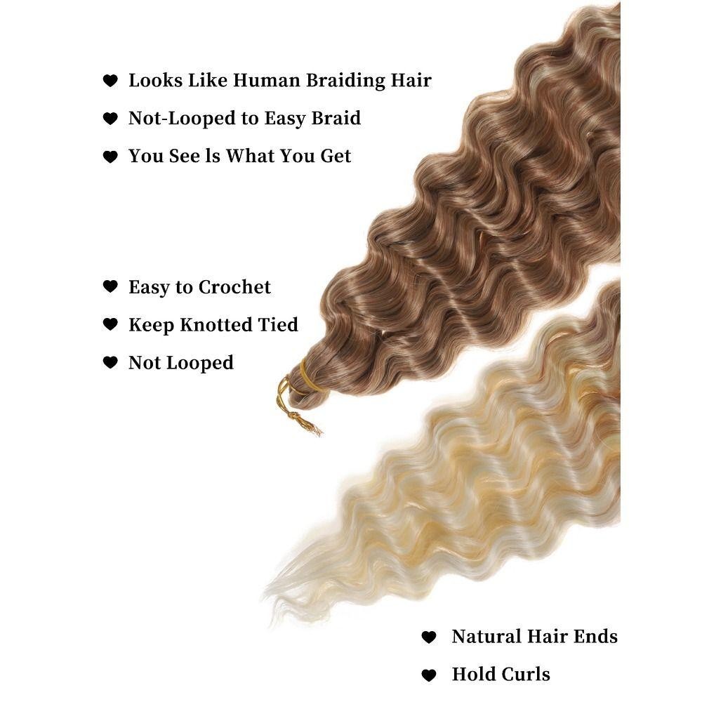 RADIANTBEAM Twist ถักผม, Afro Curly Hair Deep Wave Braiding Hair Extension, Fluffy Brazilian Braids 22 นิ้ว Water Wave ผมสังเคราะห์ผู้หญิง - รูปที่ 4