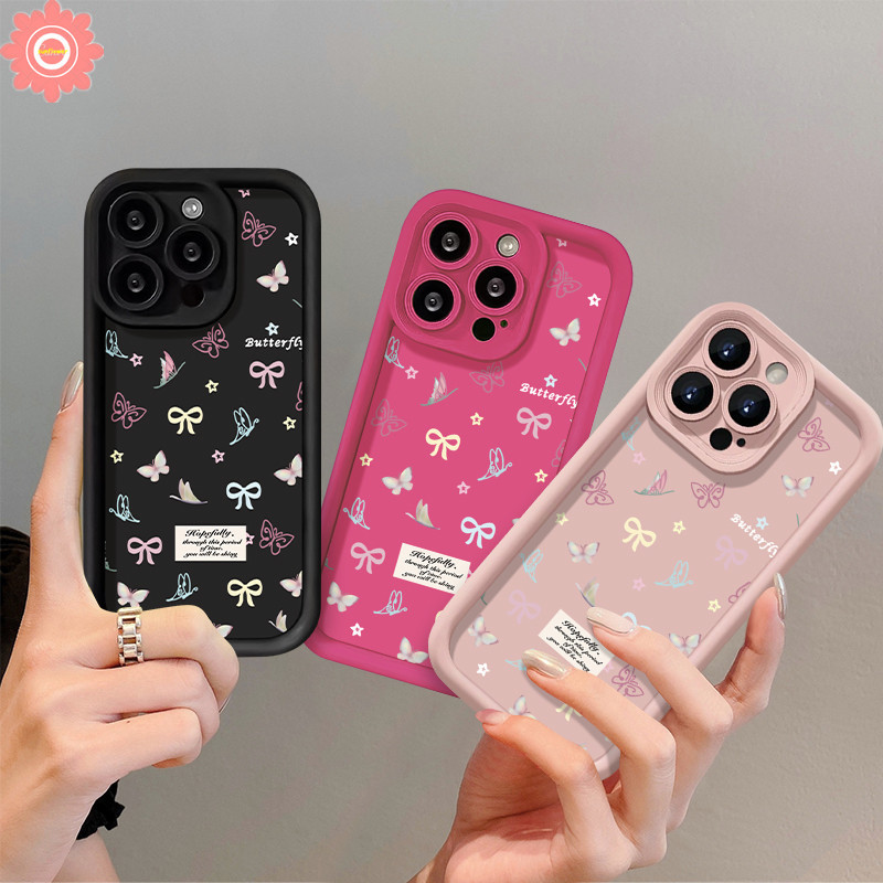 เคสโทรศัพท์มือถือ ลายผีเสื้อ ประดับโบว์ โรแมนติก สําหรับ Samsung A23 A53 A54 A34 A05s A15 A14 A05 A13 A24 A55 A35 A10s A20s A50 A52s A31 A12 A04s A02s A11 A03s A51 A04E A03 A30s A32 A52 A20 A50s