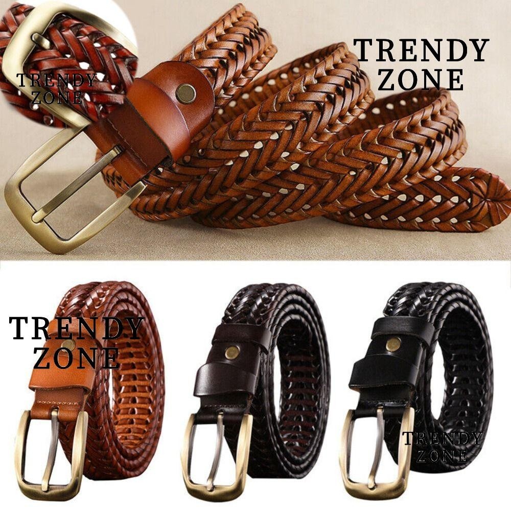 Trendyzone เข็มขัดหนังถัก สายรัดเอว กางเกง