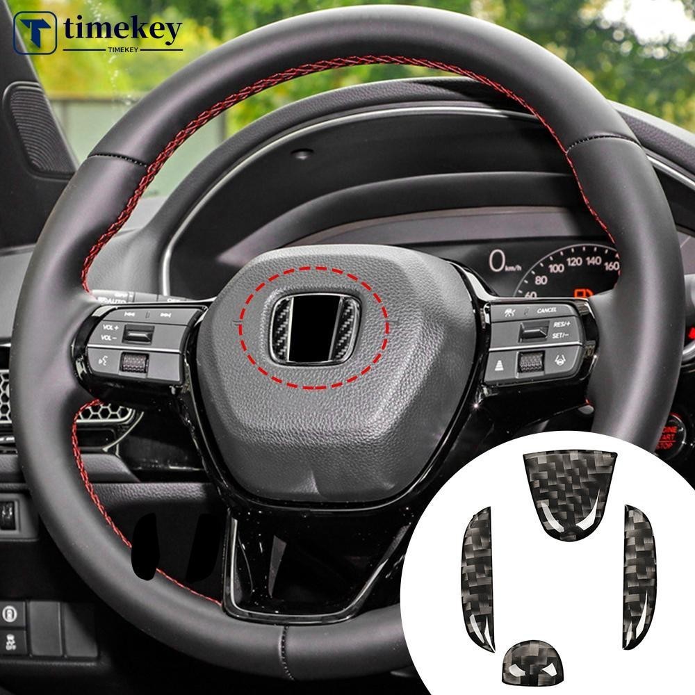 Timekey สติกเกอร์คาร์บอนไฟเบอร์ ลายโลโก้ สําหรับติดตกแต่งพวงมาลัยรถยนต์ Honda Civic Dio Crv Fit CR-V Accord Odyssey G7T3