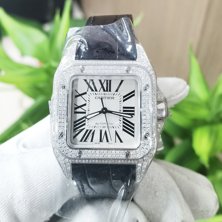 Behind the Watch Diamond W20126X8 Automatic Santos Series Cartier Ladies Watch Cartier Machinery