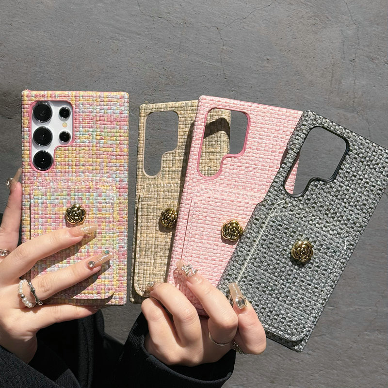 เคสโทรศัพท์มือถือ ลายคามิเลีย พร้อมกระเป๋าใส่บัตร สําหรับ Samsung Galaxy S24 S23 S22 Plus