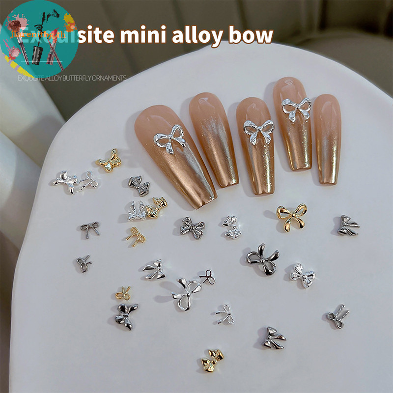 RENBG 10pcs Bow Nail Art Ch 3D ญี่ปุ่น Bow Tie เครื่องประดับเล็บ Rhinestone ตกแต่ง DIY อุปกรณ์เสริม TH