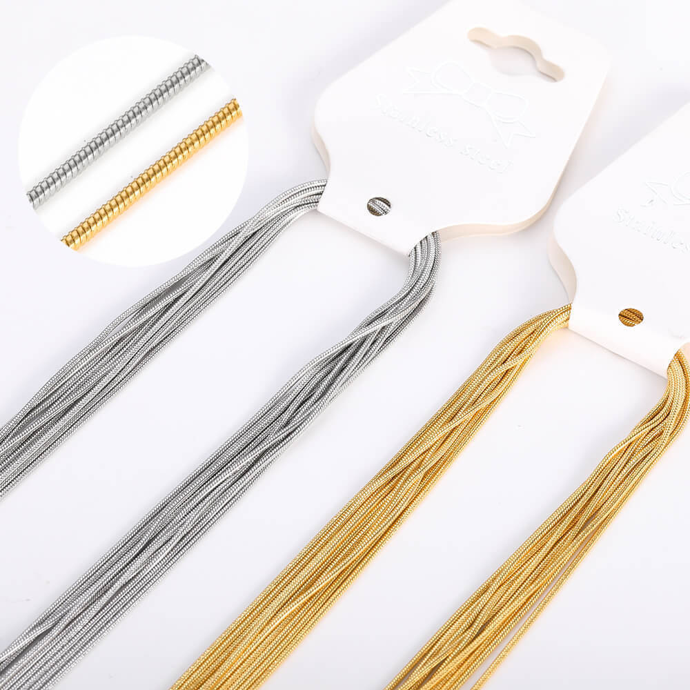 10 ชิ ้ น/Pack ชุบสูญญากาศรอบงูกระดูกโซ ่ หญิงไทเทเนียมเหล ็ กสร ้ อยคออุปกรณ ์ เสริมโซ ่ ผู ้ ชายสแตนเลส Clavicle Chain