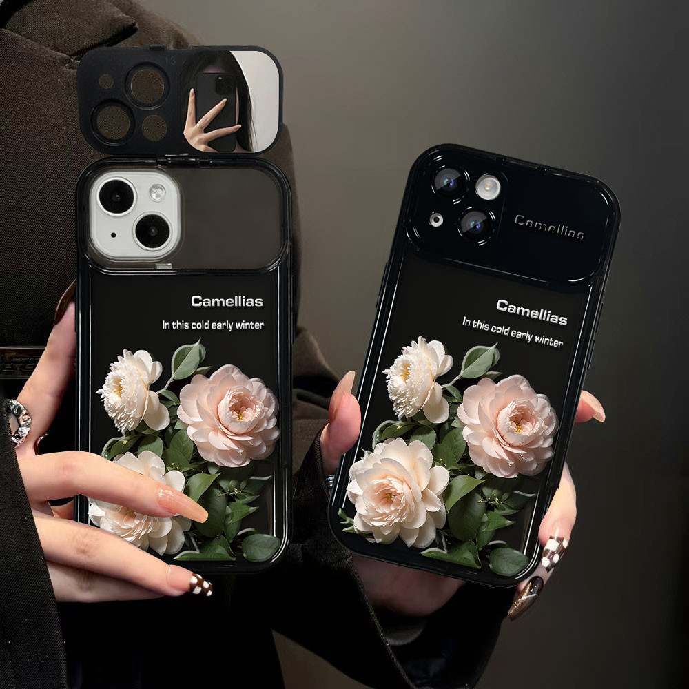สำหรับ iPhone 11 15 14 13 12 Pro MAX 7 8 14 Plus XS MAX ดอกไม้ภาษาอังกฤษพลิกกรณีโทรศัพท์การป้องกันกล้องกันกระแทกและ