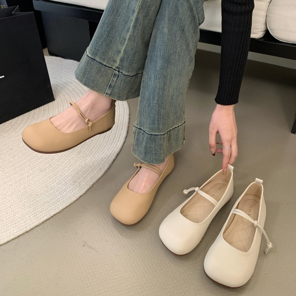 WALKING 👟รองเท้าแมรี่เจนมีสไตล์ ก้นนุ่ม หัวกลม ปากตื้น แฟชั่นฤดูร้อน สวมใส่สบาย