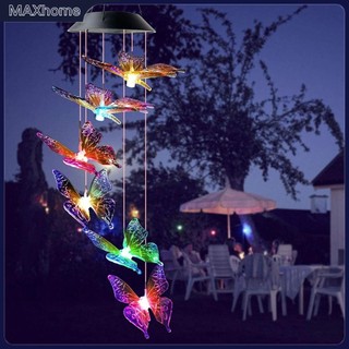 กระดิ่งลมพลังงานแสงอาทิตย์พร้อมไฟหลากสีกันน้ำ LED ลมกระดิ่งโคมไฟ