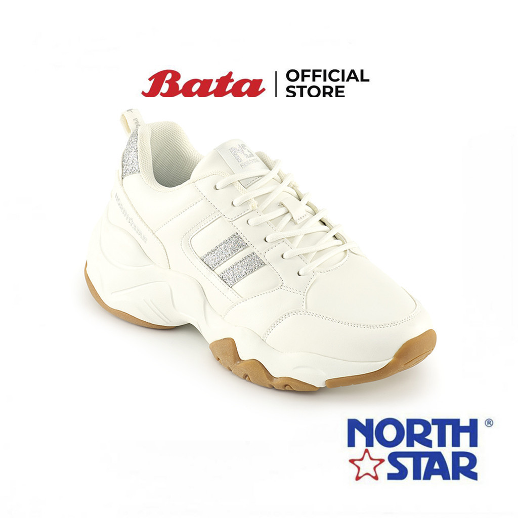 Bata บาจา ยี่ห้อ North Star รองเท้าผ้าใบแบบผูกเชือก รองเท้าแฟชั่น สนีกเกอร์ สำหรับผู้หญิง สีขาว 5311175 สีชมพู 5315175
