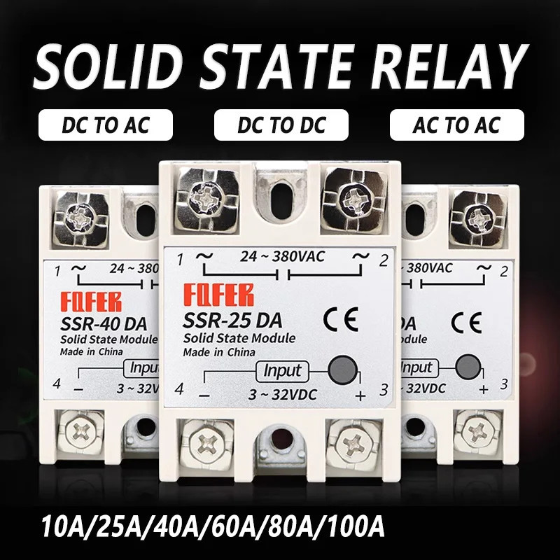 Solid State Relay 3-32V DC TO 24-380V AC SSR 10DA 25DA 40DA SSR-10DA SSR-25DA SSR-40DA 10A 25A 40A