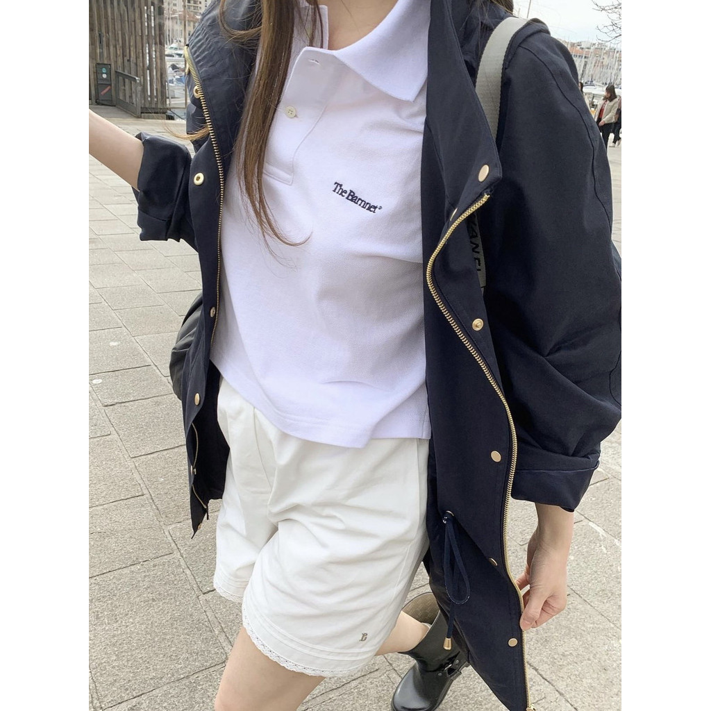 [SR-STUDIO] The barnnet พร้อมส่ง เสื้อโปโลแขนสั้น ปักลายตัวอักษร สไตล์เกาหลี
