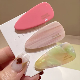 A HELLO GIRL 2024 กิ ๊ บติดผมรูปหัวใจ สีชมพู Duckbill สไตล ์ เกาหลีสําหรับผู ้ หญิง