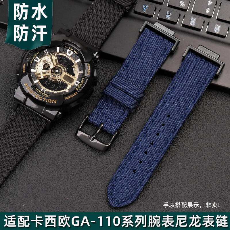 สายนาฬิกาข้อมือไนล่อน สีดํา ดัดแปลง สไตล์ใหม่ สําหรับ Casio G-SHOCK GA110 120 GA400 GA700