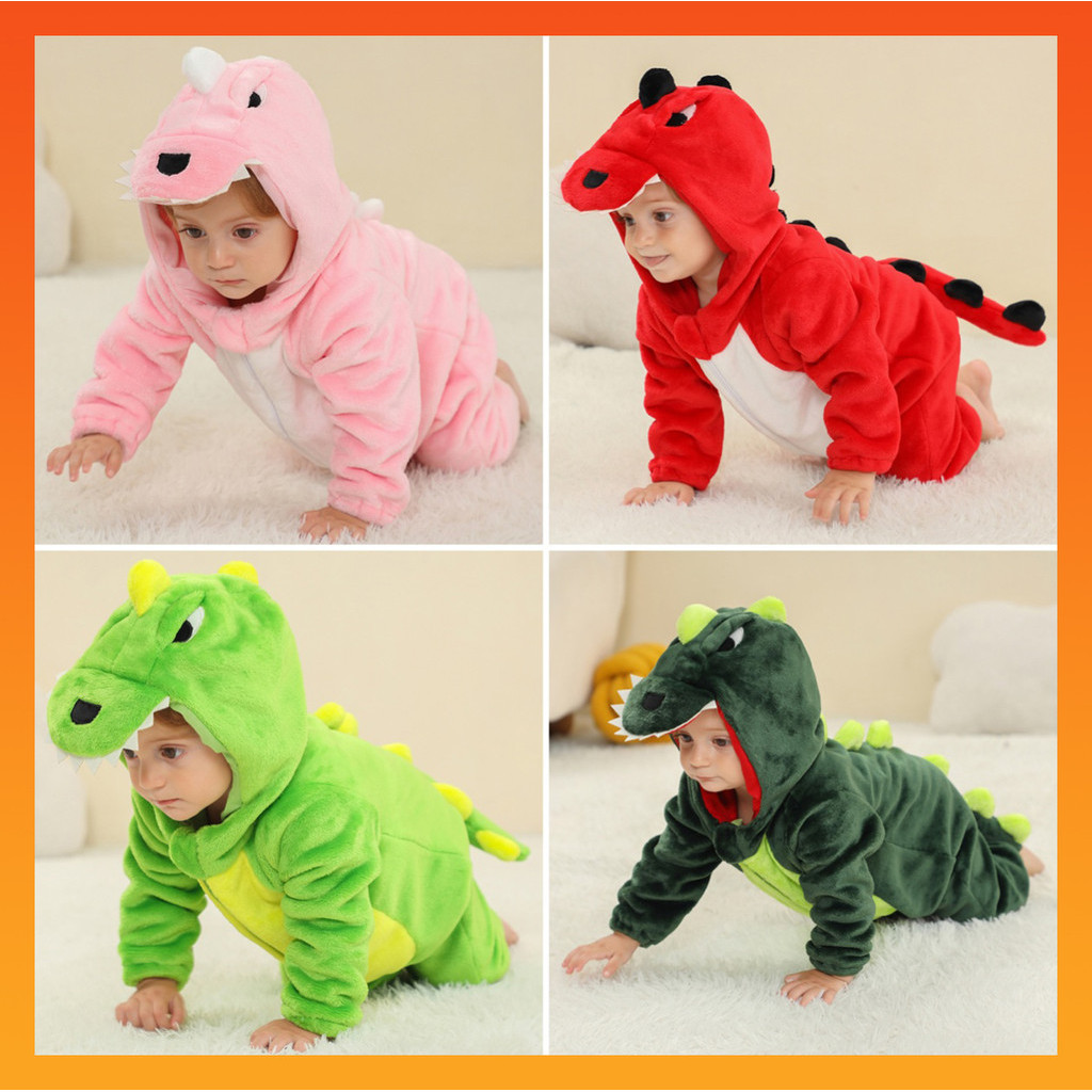 2024 เด็ก Kigurumi ไดโนเสาร์การ์ตูน Romper เด็กทารกสัตว์ Jumpsuit หญิงชายคอสเพลย์ชุดนอนเครื่องแต่งกาย