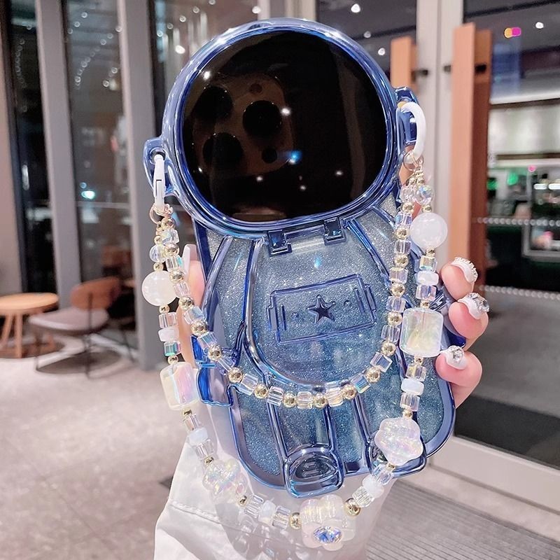 ปลอก iphone 11 12 13 14 15 Pro Max หรูหรานักบินอวกาศขาตั ้ งประกายผงสร ้ อยข ้ อมือโทรศัพท ์ มือถือกรณี