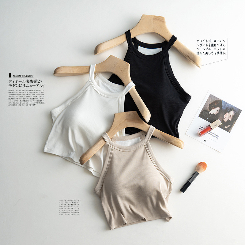 ผู ้ หญิง Bra Top One Piece Camisole Halterneck เสื ้ อกั ๊ กแฟชั ่ นลําลองกางเกงขาสั ้ นด ้ านบน