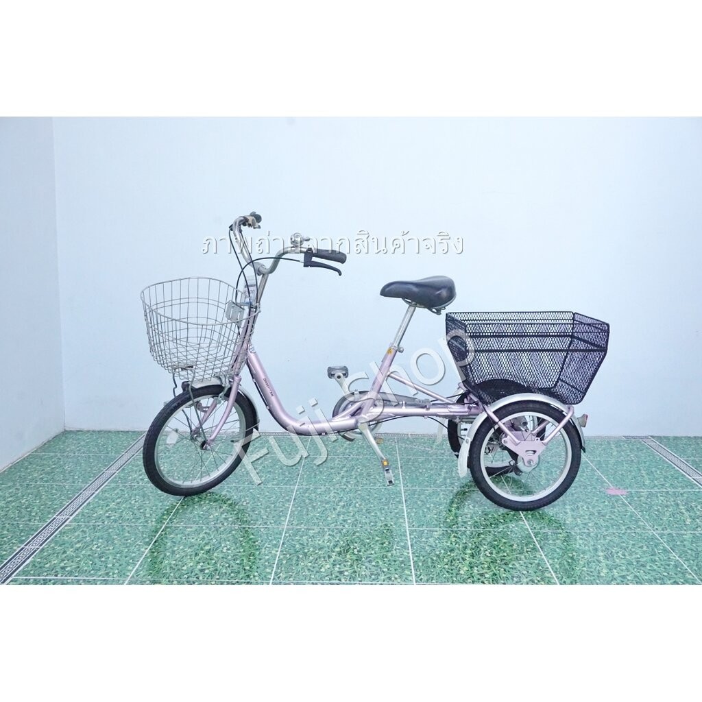 จักรยานสามล้อญี่ปุ่น - ล้อ 18 / 16 นิ้ว - มีเกียร์ - อลูมิเนียม - Bridgestone - สีชมพู [จักรยานมือสอง]