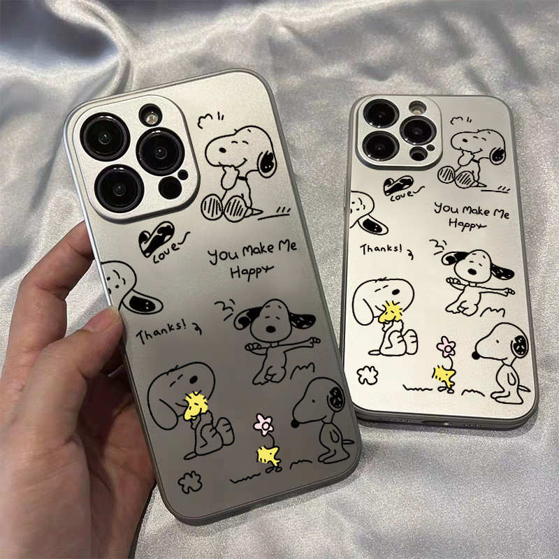 สำหรับ iPhone 13 12 14 11 Pro Max XR X Plus XS SE สนูปปี้ กรณีโทรศัพท์มือถือชุบเคสไอโฟนคู่เคส
