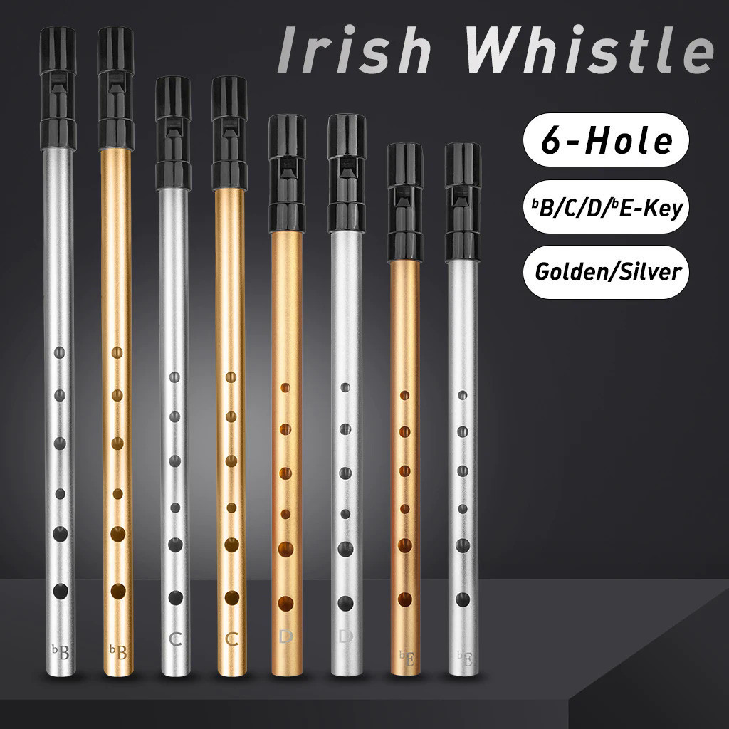 6 Hole Flute C/D/bE/bB Key Metal Flute Instrument Irish Whistle Ireland Tin Penny Whistle Woodwind M