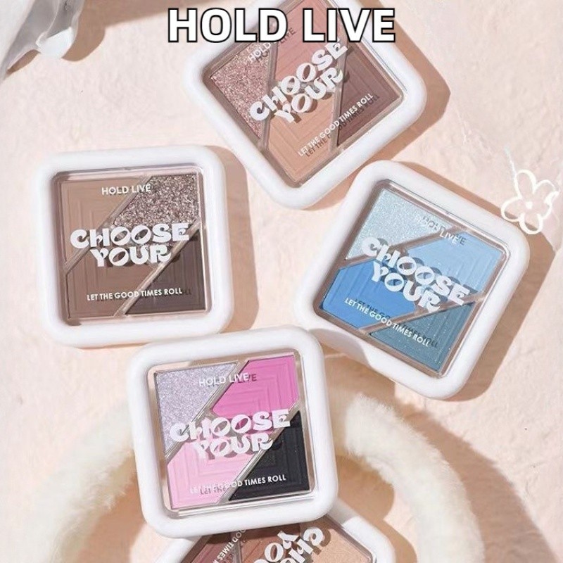 Hold LIVE Eye Shadow Palette Matte Pink Green Blue Eye Shadow Non-Flying สีชมพู