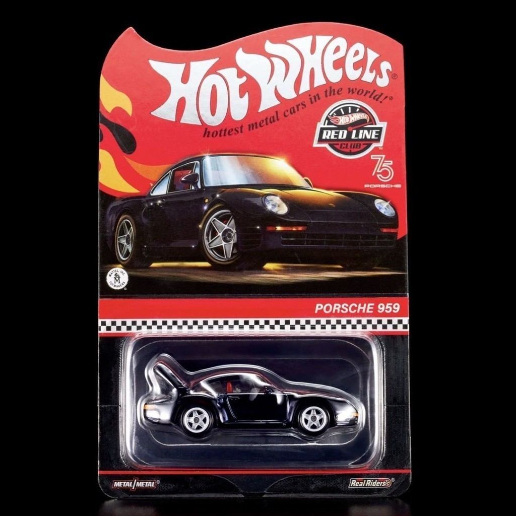 1: 64 Hot Wheels RLC Porsche 1986 Porsche 959 ชุบรถโลหะผสมสีดํารุ่น