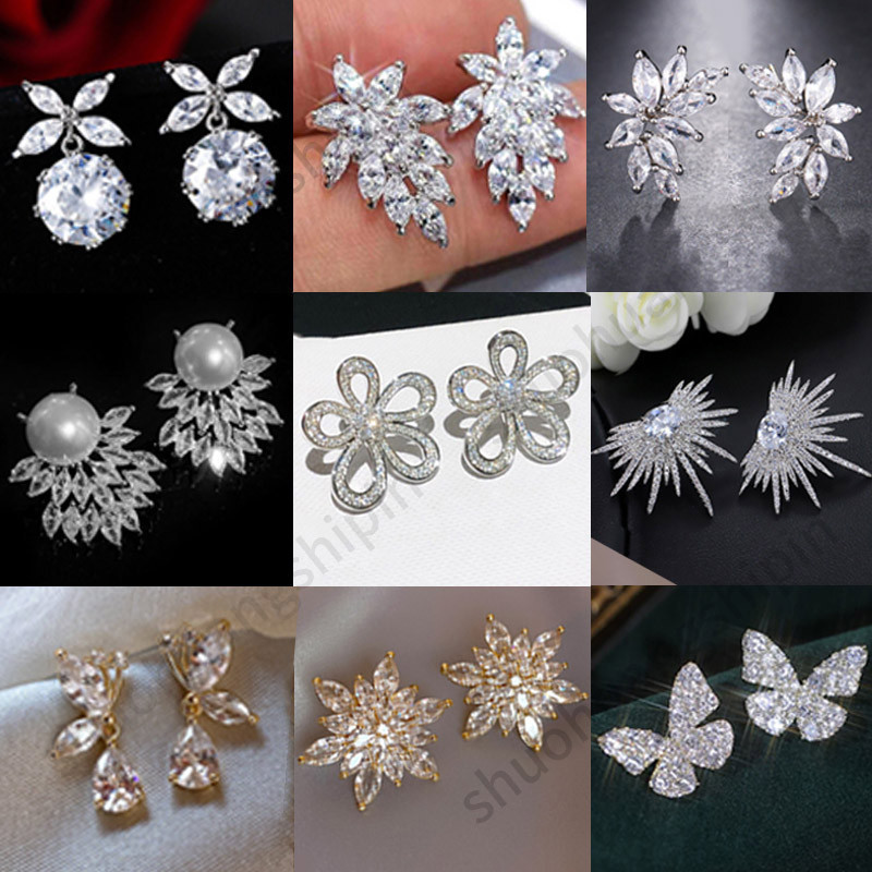 หรูหราสไตล ์ ใหม ่ ประณีตอารมณ ์ หรูหราแฟชั ่ น Rhinestone ต ่ างหูมุกเพชรเต ็ มรูปแบบ