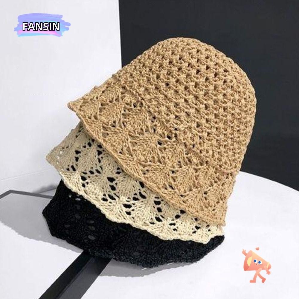 Fansin Sun Hat, Hollow Weave Sun Protection Hat, Leisure UV Protection Breathable Basin Hat Women Girls