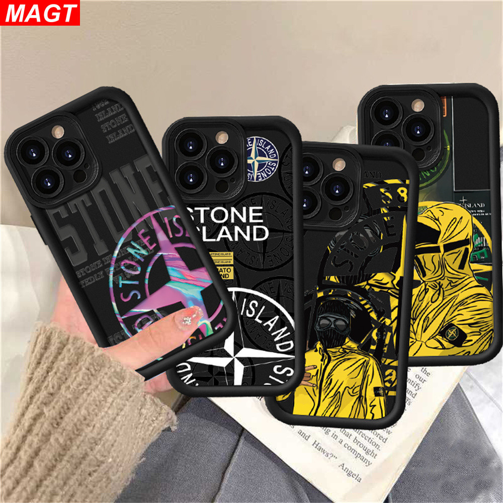 STONE ISLAND สําหรับiphone 15 Pro Max 15 Plus 14 13 12 iPhoneX Xs Max XR 11Pro 11Pro Max 6 6s Plus 7 8 Plus SE 2020 7P 8Pอินเทรนด์หินเกาะภาพประกอบกรณีโทรศัพท์อ่อนMAGT