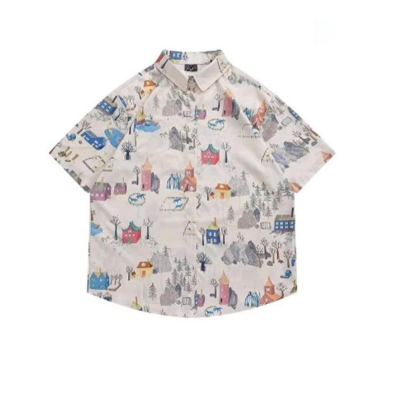 เสื้อเชิ้ตผู้ชายลายดอกไม้ สไตล์ฮาวาย วินเทจ แขนสั้น thumbnail 5