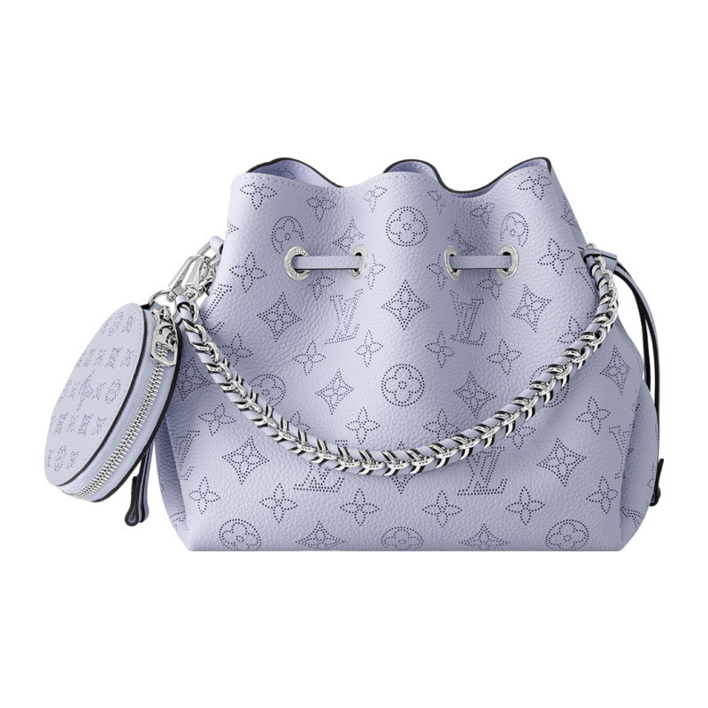 LV/Louis Vuitton Women's Bag LV BELLA Light Blue Perforated Cowhide Single Shoulder Crossbody Bucket