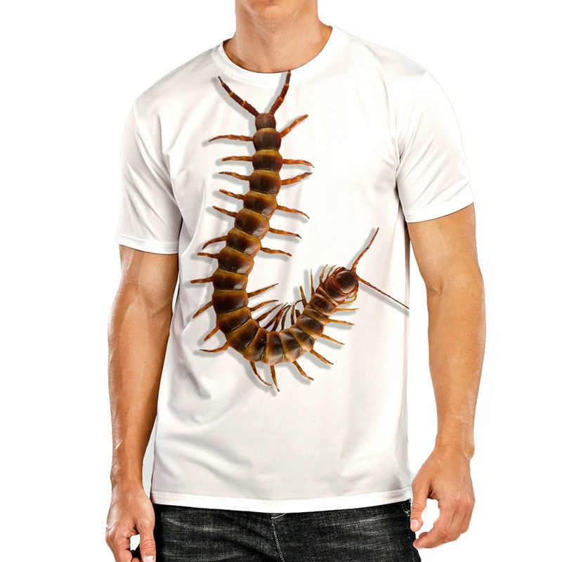 Tik Tok Centipede เสื ้ อยืดแขนสั ้ นผู ้ ชาย 3D สามมิติพิมพ ์ ลายตลกตะขาบที ่ ไม ่ ซ ้ ํากันขนาดใหญ ่ เสื ้ อผ ้ าเสื ้ อยืดอินเทรนด ์