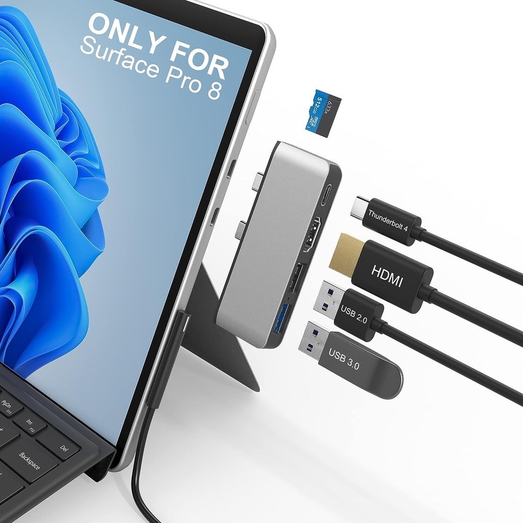 Surface Pro 8 Hub Docking Station พร ้ อม 4K HDMI USB3.0 TF Card Display สําหรับอะแดปเตอร ์ Microsoft pro8