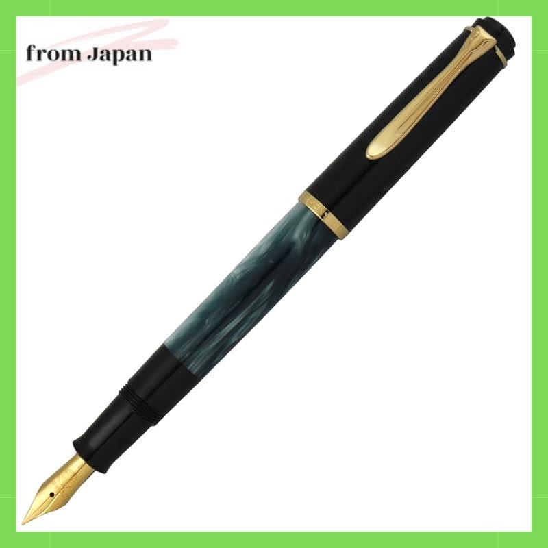 ปากกาหมึกซึม Pelikan F, Fine Type, Marble Green, Classic M200, ถ ้ วยดูดนําเข ้ าของแท ้
