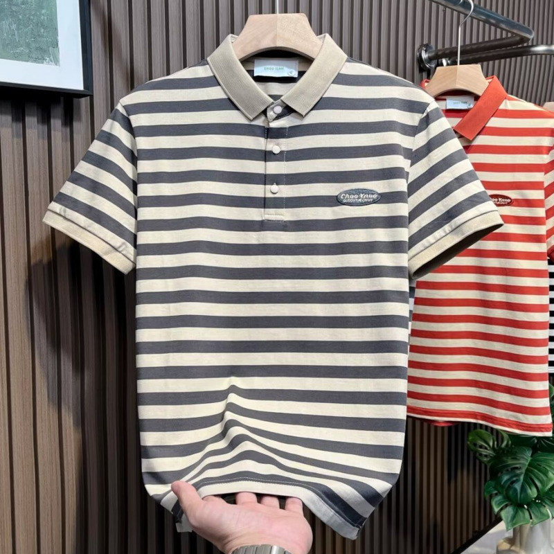 M-4XL เสื้อโปโลชาย แฟชั่นฤดูร้อนหลวมพลัสขนาดลำลองแขนสั้นลายเสื้อโปโล เสื้อคอปกผู้ชาย