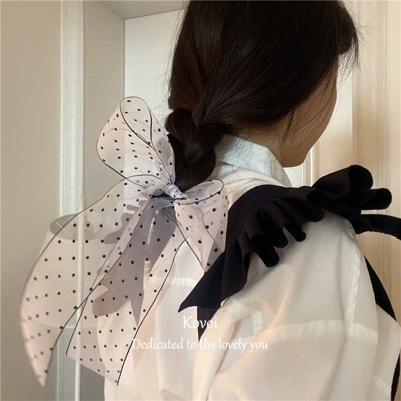 Kovoi/plug Good Floating โฮมเมด Super Fairy Big Bow Texture Fairy Polka Dot Gauze แหวนผมคุณภาพสูงแถบคาดศีรษะ Headdress