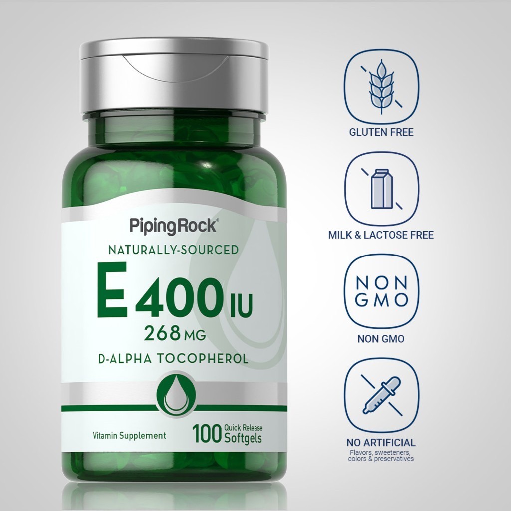 Vitamin E 400 IU by PipingRock (100Softgels) วิตามินอี