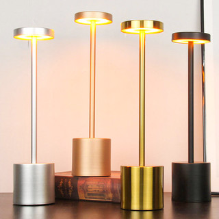 LED Wireless Iron Table Lamps 3 Color Changeable & Dimming Table Light Type-C Rechargeable Matte Metal Shell Reading Light Indoor Outdoor Room Lighting