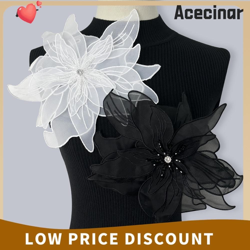 Acecinar เข็มกลัด ปักลูกปัดคริสตัล รูปดอกไม้ สามมิติ อุปกรณ์เสริม สําหรับเสื้อผ้าเด็ก ตกแต่งชุดเดรส