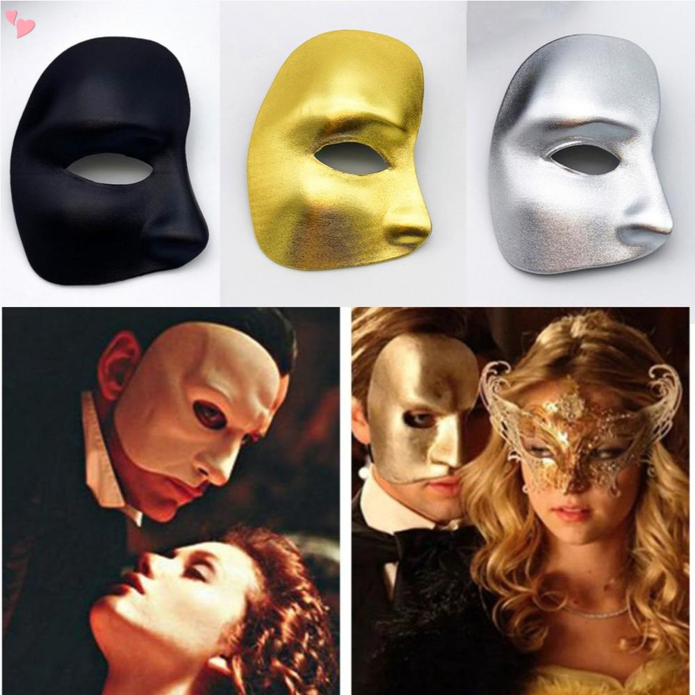 Half Face One-eyed Masquerade Mask Gold Silver Black Masquerade Party Dance ผู ้ ชายผู ้ หญิงฮาโลวีน Half Face Mask